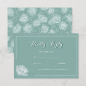 Simple Calligraphy Sage Green Floral Wedding RSVP Kaartje (Voorkant / Achterkant)