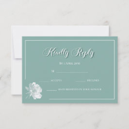 Simple Calligraphy Sage Green Floral Wedding RSVP Notitiekaartje