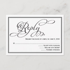 Simple Calligraphy Script Wedding Reply Kaart