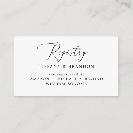 Simple Calligraphy Wedding Gift Registry Cards Informatiekaartje (Voorkant)