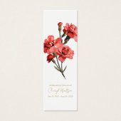 Simple Carnation Funeral Memorial Bookmark Mini Visitekaartjes (Voorkant)