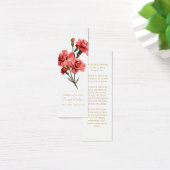 Simple Carnation Funeral Memorial Bookmark Mini Visitekaartjes (Bureau)