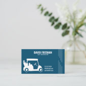 Simple Cart Silhouette Blue Golf Instructor Visitekaartje (Staand voorkant)