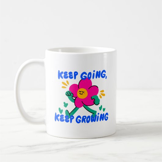 Simple Cartoon Keep Going Keep Growing Bold Color Koffiemok (Links)