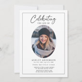 Simple Celebration of Life Black White Funeral Kaart (Voorkant)