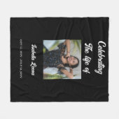 Simple Celebration of Life Funeral Memorial Photo Fleece Deken (Voorkant (Horizontaal))