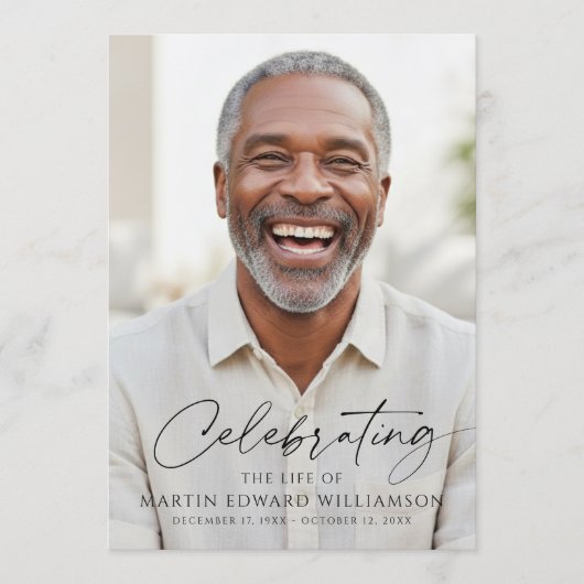 Simple Celebration of Life Photo Funeral Program Programmakaart (Voorkant)