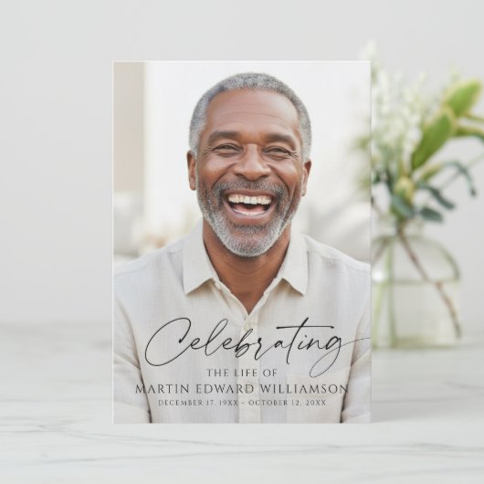 Simple Celebration of Life Photo Funeral Program Programmakaart (Staand voorkant)