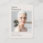 Simple Celebration of Life Photo Prayer Card Visitekaartje (Voorkant)