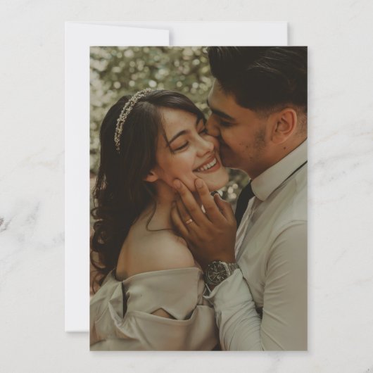 Simple Celestial Elegant Monogram Wedding Photo Kaart (Achterkant)