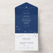 Simple Celestial Elegant Wedding Blue All In One Uitnodiging (Binnen)