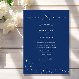 Simple Celestial Elegant Wedding Navy Blue  Kaart