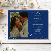 Simple Celestial Elegant Wedding Photo Horizontal Kaart
