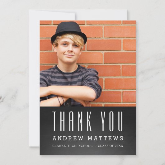 Simple Chalkboard Photo Afstuderen - Hartelijk dan Bedankkaart (Voorkant)