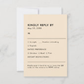 Simple Champagne Meal Choice Wedding RSVP Card (Voorkant)