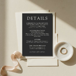 Simple Charcoal Classic Wedding Details Informatiekaartje