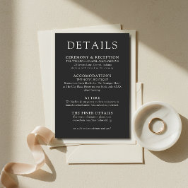 Simple Charcoal Classic Wedding Details Informatiekaartje