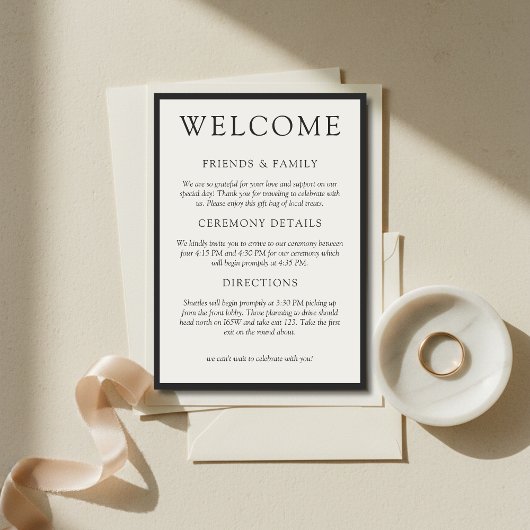 Simple Charcoal Classic Wedding Welcome Programmakaart