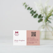 Simple Charm Professional Soft Blush Pink Bow Visitekaartje (Staand voorkant)