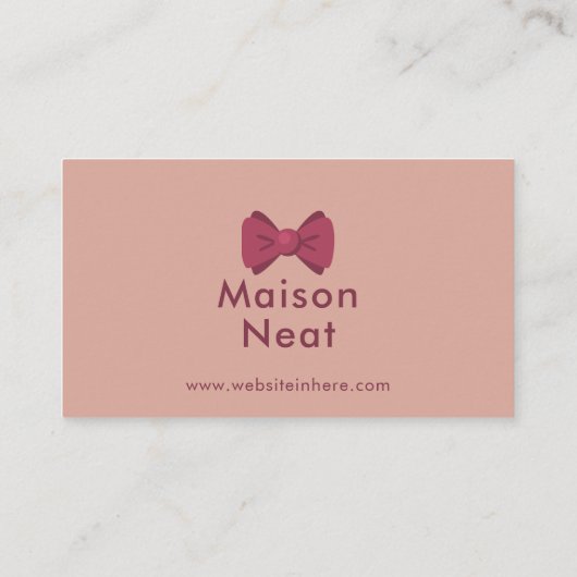 Simple Charm Professional Soft Blush Pink Bow Visitekaartje (Achterkant)