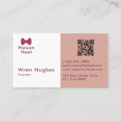 Simple Charm Professional Soft Blush Pink Bow Visitekaartje (Voorkant)