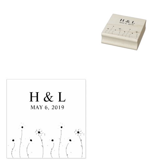 Simple Charming Initials Delicate Wildflowers Rubberstempel (Gestempeld)