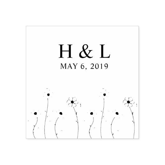Simple Charming Initials Delicate Wildflowers  Rubberstempel (Afrduk)