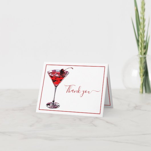 Simple Cherry Cocktail Martini  Bedankkaart (Voorkant)