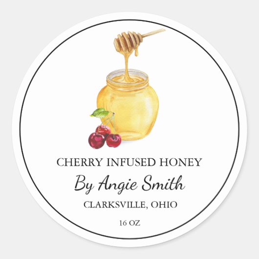 Simple Cherry Infused Honey Label (Voorkant)