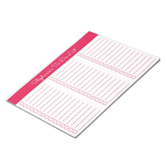 Simple Cherry Red 8.5x11 Three Column Checklist Notitieblok (Schuin)