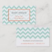Simple Chevron Interior Design Visitekaartje Blauw (Voorkant / Achterkant)