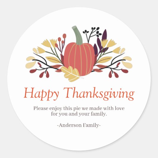 Simple Chic Autumn Pumpkins Thanksgiving Ronde Sticker (Voorkant)