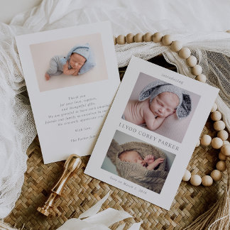 Simple Chic Baby Photo Announcement Card Kaart