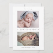 Simple Chic Baby Photo Announcement Card Kaart (Voorkant)