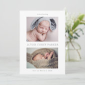 Simple Chic Baby Photo Announcement Card Kaart (Staand voorkant)