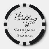 Simple Chic Black Script Wedding Personalized Poker Chips (Voorkant)