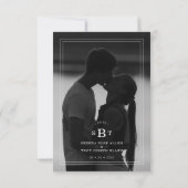 Simple Chic Black & White Photo Initials Wedding Save The Date (Achterkant)