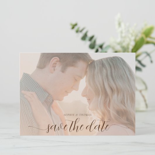 Simple Chic Blush Fall Weddenfoto Save the Date Kaart (Staand voorkant)