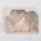 Simple Chic Blush Fall Weddenfoto Save the Date Kaart (Voorkant / Achterkant)