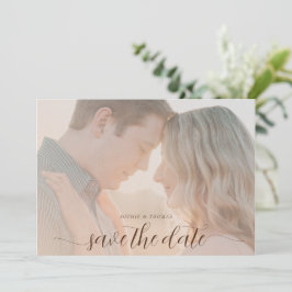 Simple Chic Blush Fall Weddenfoto Save the Date Kaart