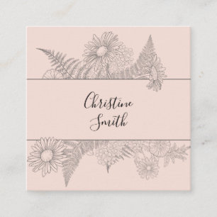 Simple Chic Blush Pink Floral Daisy Beauty Vierkante Visitekaartje