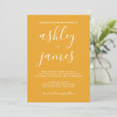 Simple Chic Calligraphy Mellow Yellow Wedding Kaart (Staand voorkant)