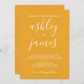 Simple Chic Calligraphy Mellow Yellow Wedding Kaart (Voorkant / Achterkant)