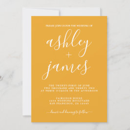 Simple Chic Calligraphy Mellow Yellow Wedding Kaart