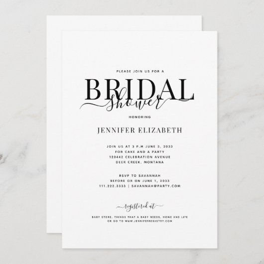 Simple Chic Calligraphy Vrijgezellenfeest Kaart (Voorkant / Achterkant)