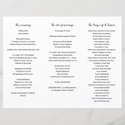 Simple Chic Calligraphy Wedding Ceremony Program (Achterkant)