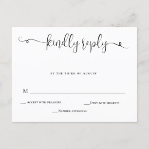 Simple Chic Calligraphy Weduwend Response RSVP-kaa Briefkaart