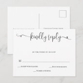 Simple Chic Calligraphy Weduwend Response RSVP-kaa Briefkaart (Voorkant / Achterkant)