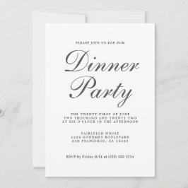 Simple Chic Calligraphy White Dinner Party Kaart