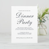 Simple Chic Calligraphy White Dinner Party Kaart (Staand voorkant)